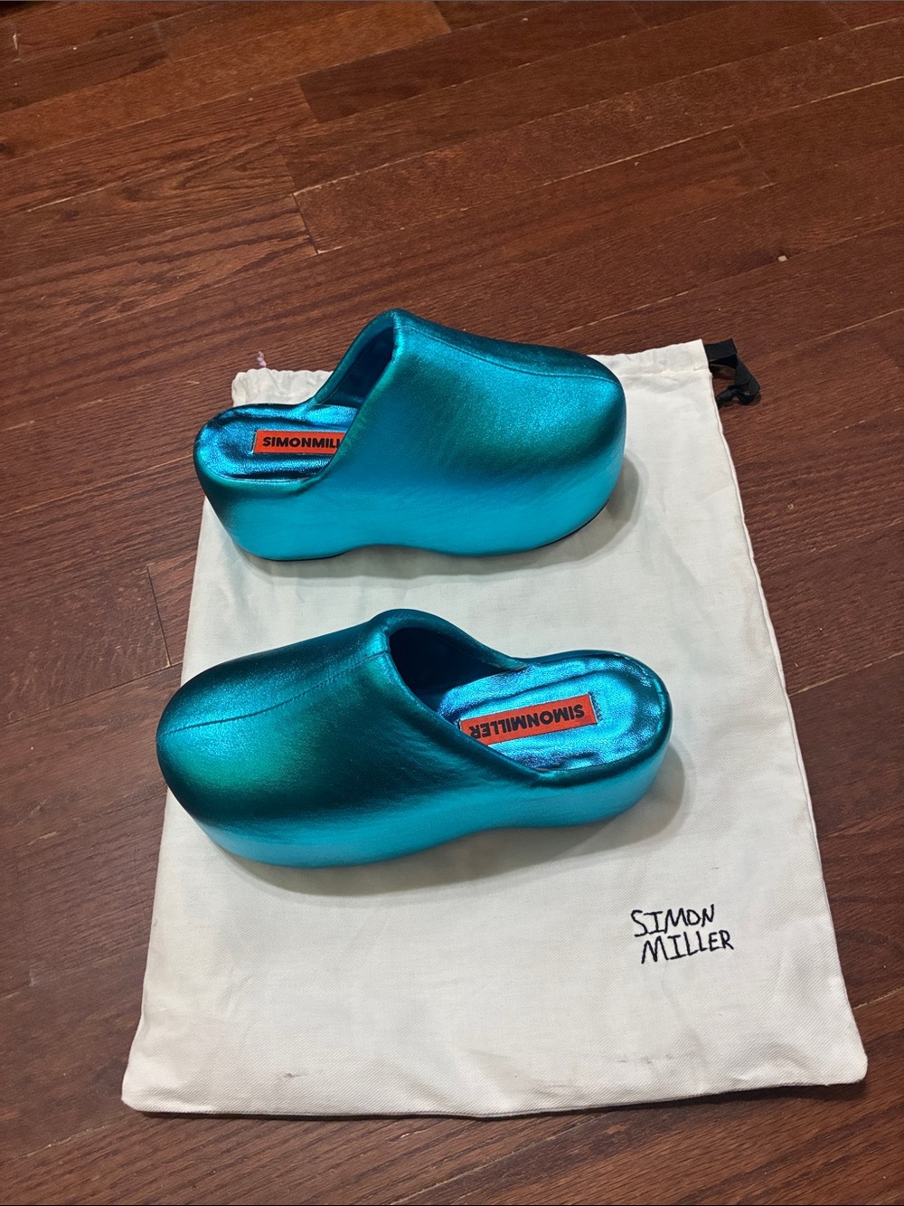 Simon Miller  Metallic Teal Slip-On Clogs